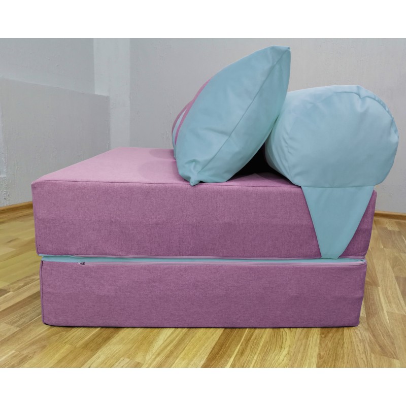 Бескаркасный Диван 140х90х40, цвет фиолетово-голубой, материал Рогожка, Sofa Roll Long, Puffmebel