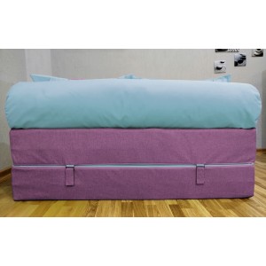 Бескаркасный Диван 140х90х40, цвет фиолетово-голубой, материал Рогожка, Sofa Roll Long, Puffmebel