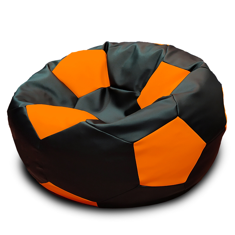 Кресло-мешок Мяч Черно-Оранжевый (Экокожа)