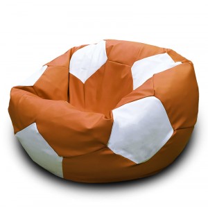 Кресло-мешок Мяч Оранжево-белый (Экокожа)