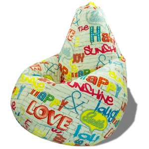 Мягкое кресло мешок Груша с рисунком Эмоджи (Жаккард)
