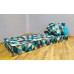 Бескаркасный диван 100х70х40см, цвет ромб + голубой , материал Жаккард + Велюр, Sofa Roll , Puffmebel 