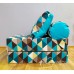 Бескаркасный диван 100х70х40см, цвет ромб + голубой , материал Жаккард + Велюр, Sofa Roll , Puffmebel 