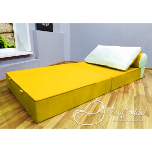 Бескаркасный диван 100х100х40см, цвет жёлтый, материал Велюр, Sofa Fom , Puffmebel 