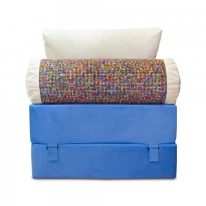 Бескаркасный диван 80х90х40см, цвет голубой, материал Велюр, Sofa Roll , Puffmebel 