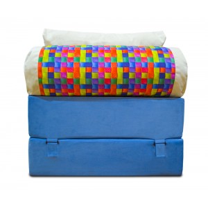 Бескаркасный Диван 80х90х40, цвет голубой, материал Велюр, Sofa Roll, Puffmebel