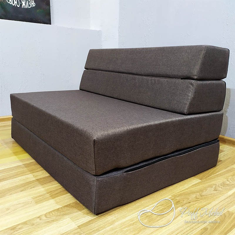 Бескаркасный Диван 100x80x40см Sofa Fom DKC , материал Рогожка, цвет Коричневый Puffmebel диван-трансформер 