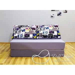 Диван трансформер Sofa Roll Long  Бледно-фиолетовый + Бабочки велюр