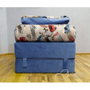 Бескаркасный диван 80х90х40см, цвет сине-голубой, материал Велюр, Sofa Roll , Puffmebel 