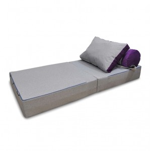Бескаркасный диван 80х90х40см, цвет серый+фиолетовый , материал Рогожка+Велюр, Sofa Roll , Puffmebel 