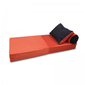 Бескаркасный диван 80х90х40см, цвет оранжевый+чёрный, материал Велюр, Sofa Roll , Puffmebel 