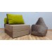 Бескаркасный диван 80х90х40см, цвет бежево-коричневый + салатовый, материал Велюр, Sofa Roll , Puffmebel 