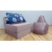 Бескаркасный диван 80х90х40см, цвет бледно-лиловый +  "Космопузики", материал Велюр, Sofa Roll , Puffmebel 