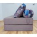 Бескаркасный Диван 140х90х40, цвет бледно-лиловый, материал Велюр + Рогожка, Sofa Roll Long, Puffmebel