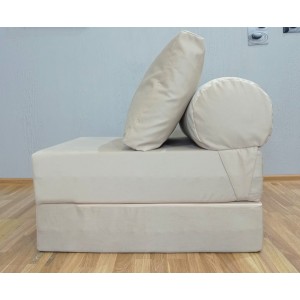 Бескаркасный диван 80х90х40см, цвет молочный, материал Велюр, Sofa Roll , Puffmebel 