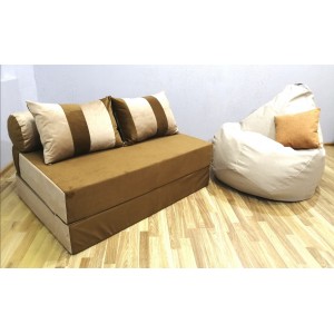 Диван-трансформер Sofa Roll Long  Бежево-коричневый велюр
