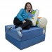 Бескаркасный диван 80х90х40см, цвет голубой+котики, материал Велюр, Sofa Roll , Puffmebel 