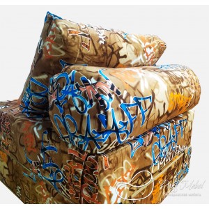 Бескаркасный диван 80х90х40см, цвет кофе дринк, материал Велюр, Sofa Roll , Puffmebel 