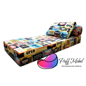Бескаркасный диван 80х90х40см, цвет Лейбл, материал Жаккард, Sofa Roll , Puffmebel 