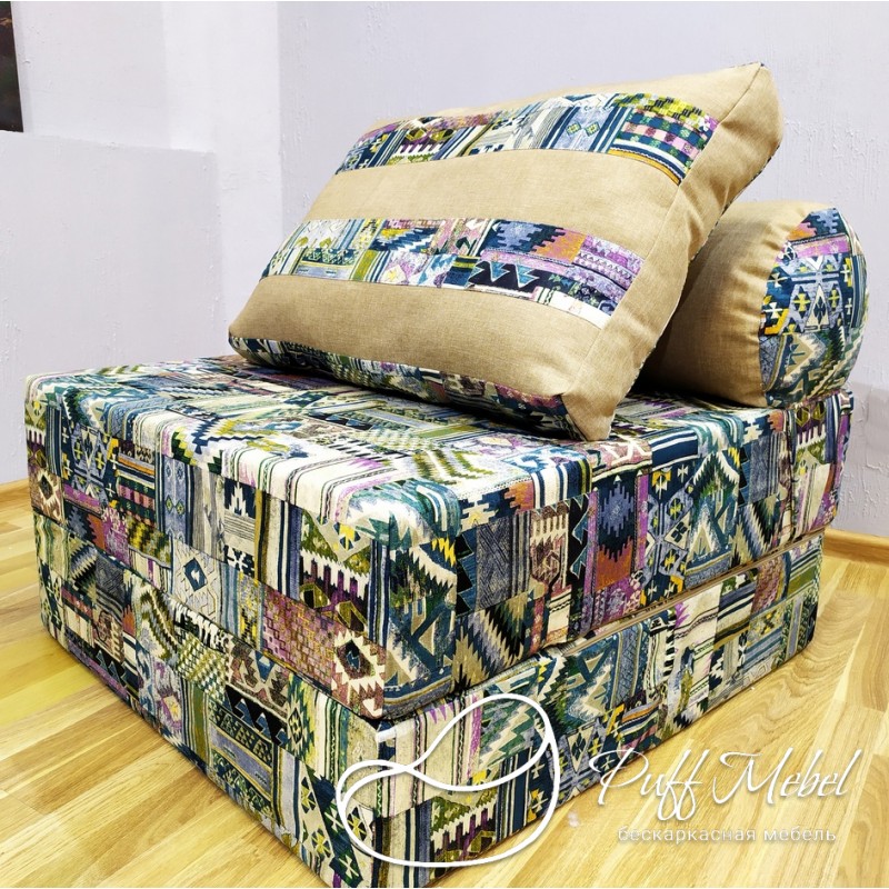 Бескаркасный диван 80х90х40см, цвет наска, материал Велюр, Sofa Roll , Puffmebel 