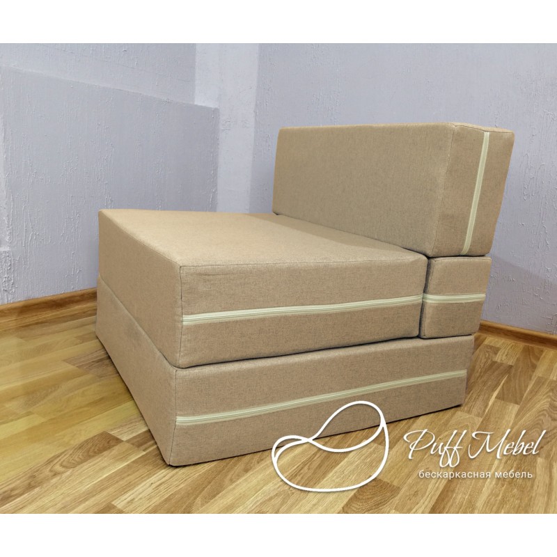 Бескаркасный диван 80х80х40, цвет бежевый, материал Рогожка, Sofa Fom, Puffmebel