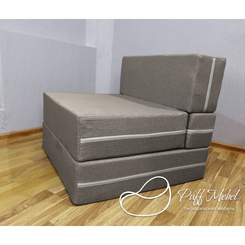 Бескаркасный диван 80х80х40, цвет серый, материал Рогожка, Sofa Fom, Puffmebel
