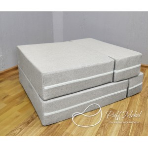 Бескаркасный диван 80х80х40, цвет светло-серый, материал Рогожка, Sofa Fom, Puffmebel