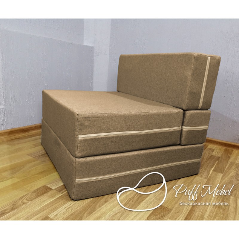 Бескаркасный диван 80х80х40, цвет кунжутный, материал Рогожка, Sofa Fom, Puffmebel