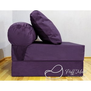 Бескаркасный диван 80х90х40см, цвет фиолетовый, материал Велюр, Sofa Roll , Puffmebel 