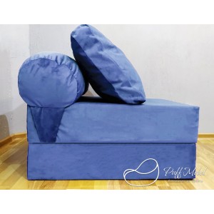 Бескаркасный диван 80х90х40см, цвет морская волна, материал Велюр, Sofa Roll , Puffmebel 