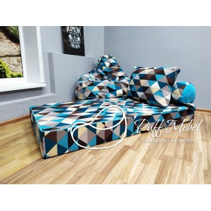 Бескаркасный диван 80х90х40см, цвет Ромб, материал Жаккард, Sofa Roll , Puffmebel 