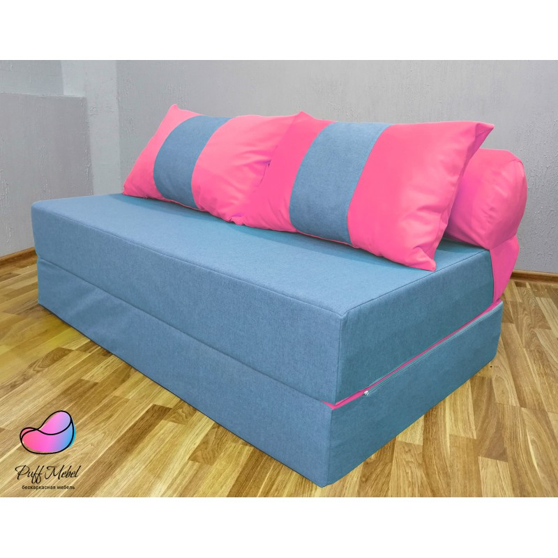Диван трансформер Sofa Roll Long  Голубо-розовый