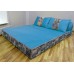 Бескаркасный диван 140х90х40см, цвет бабочки+голубой , материал Велюр, Sofa Roll Long, Puffmebel 